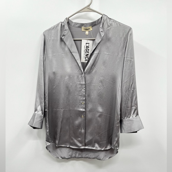 L'AGENCE GRAY STORMY TYLER LONG SLEEVE BLOUSE Size Small - Picture 4 of 11